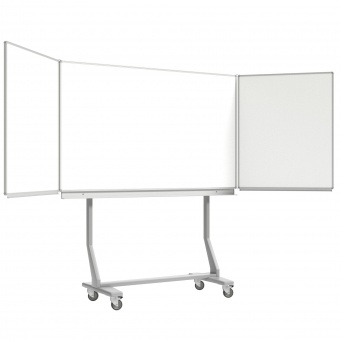 Klapp-Schiebetafel fahrbar, Mittelfläche 200x120 cm, Stahl weiß Klapp-Schiebetafel fahrbar, Mittelfläche 200x120 cm, Stahl weiß